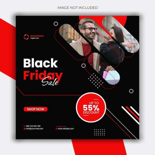 Vettore banner di social media di vendita del black friday o design del modello di post di instagram