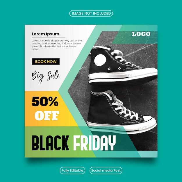 black friday sale social media banner template and instagram post