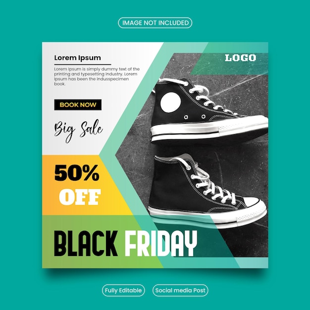 Modello di banner per social media di vendita del black friday e post di instagram