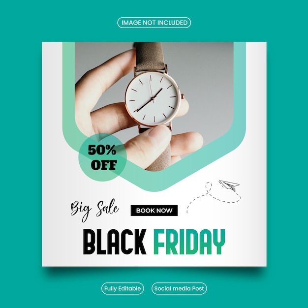 Black friday sale social media banner template and Instagram post