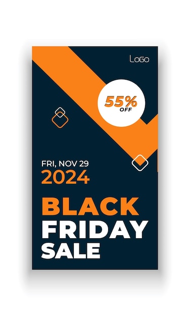 Vector black friday sale social media story banner template
