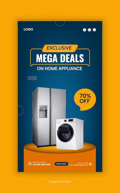 black friday sale social media story and home appliance products sale instagram post banner template