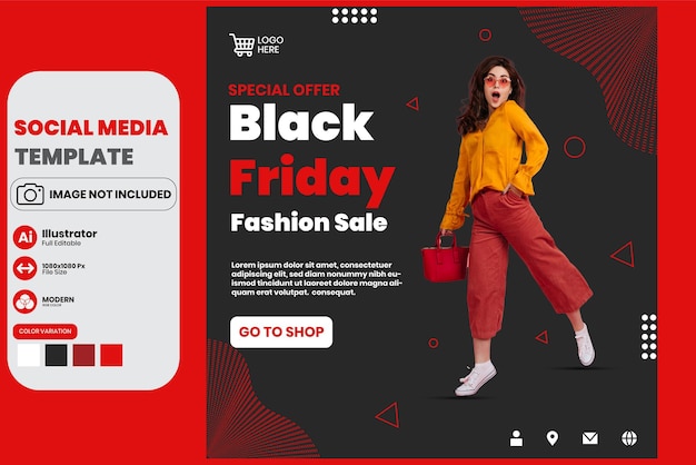 Modello sociale di media di vendita di black friday