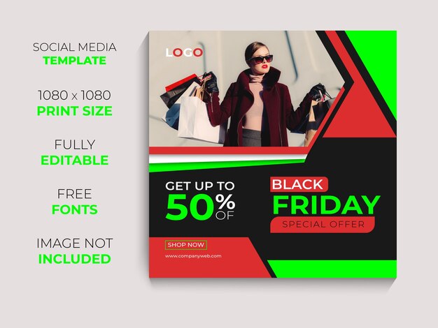 Modello sociale di media di vendita di black friday