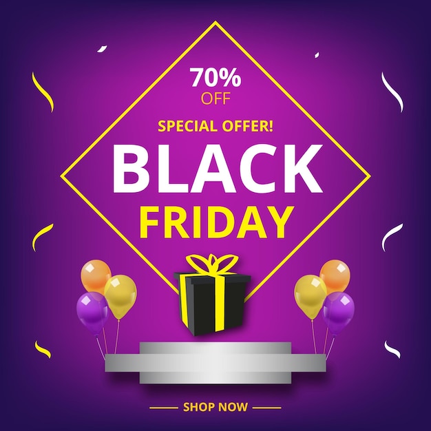 Offerta speciale di vendita del black friday post design sui social media