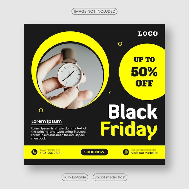 Black Friday sale square banner social media promotion Instagram advertisement web banner