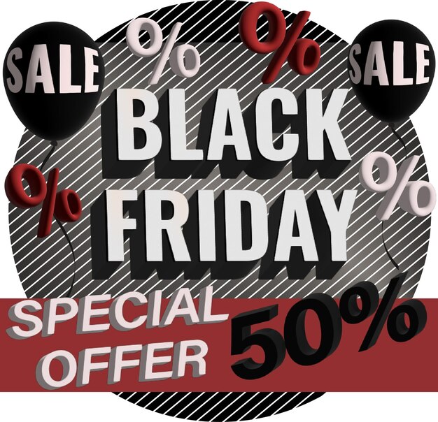 Black Friday sale square design banner. 50%