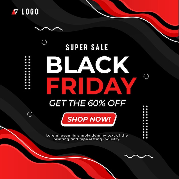 Modello di post instagram di social media quadrato di vendita del black friday