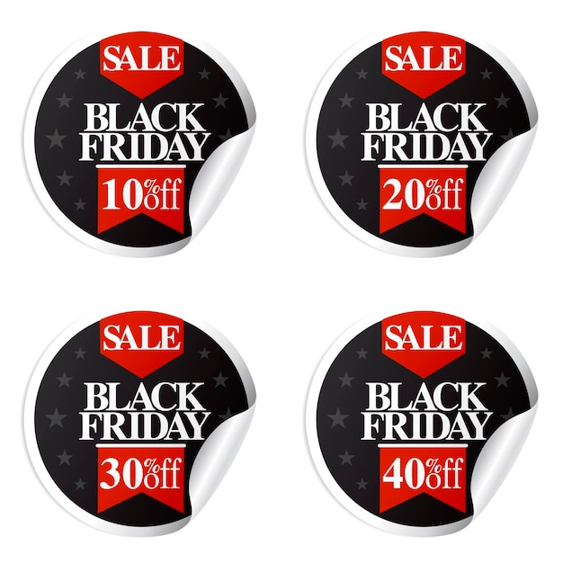 Black friday sale-stickers met lint 10203040 procent korting