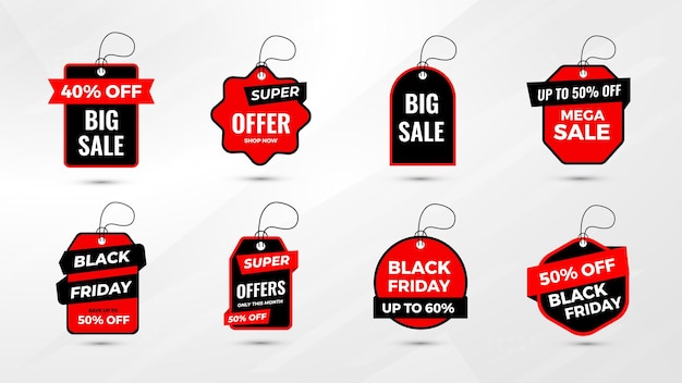 Black Friday sale tag collection Special discount offer design black friday discount banner design