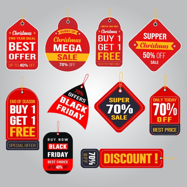 Set di tag di vendita del black friday. , design del cartellino del prezzo
