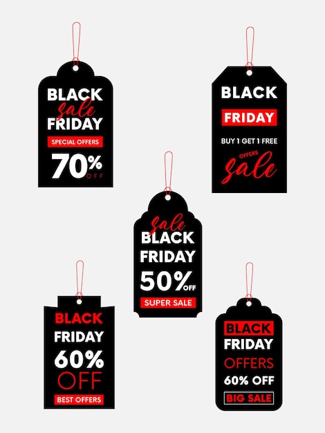 Set di tag di vendita del black friday. , design del cartellino del prezzo