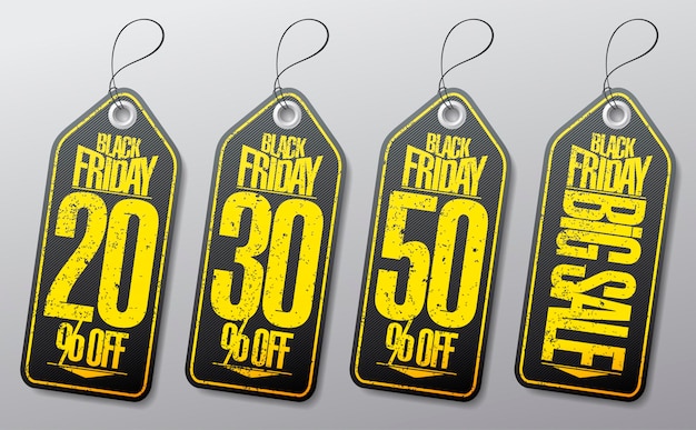 Black friday sale tags set big sale