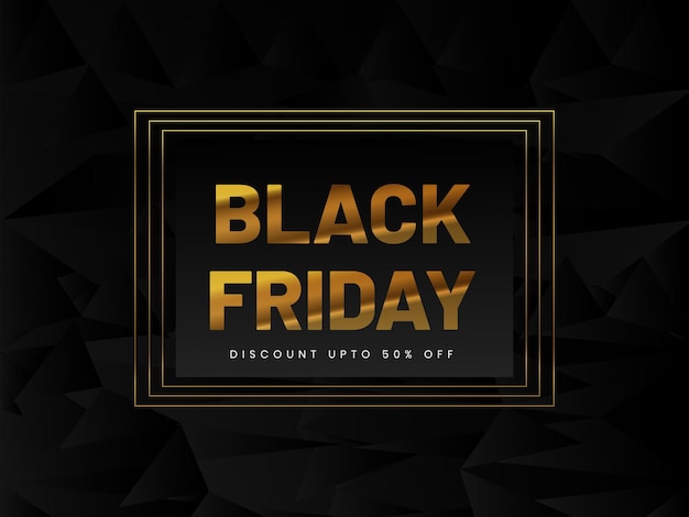 Design del modello di vendita del black friday tipografia creativa nera e dorata per il marketing aziendale