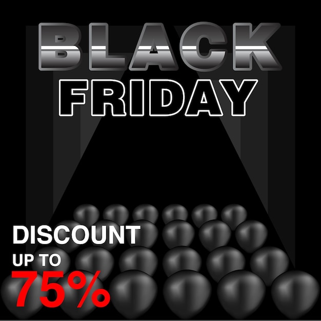 Black friday sale template with helium balloon vector illustration