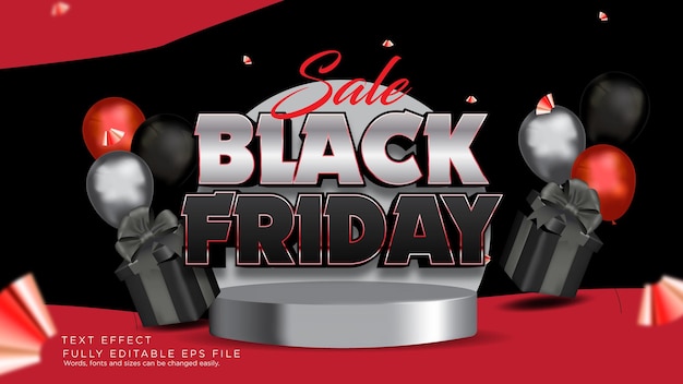 Vector black friday sale text effect font type