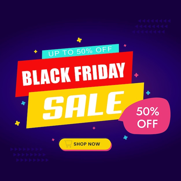 Black friday sale up to 50 off. bumper sales background with abstract shapes