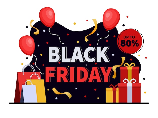 L'illustrazione vettoriale di vendita del black friday può essere utilizzata per il web di promozione di poster banner