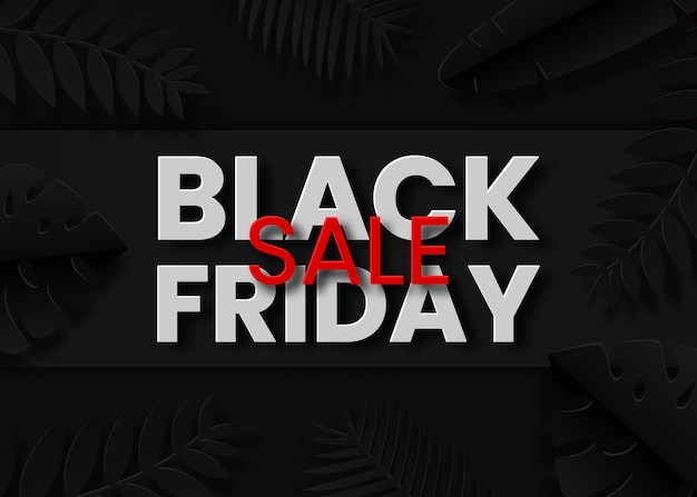 Black Friday Sale vector illustration in paper cut style