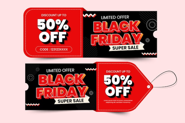 Black friday sale voucher coupon design template