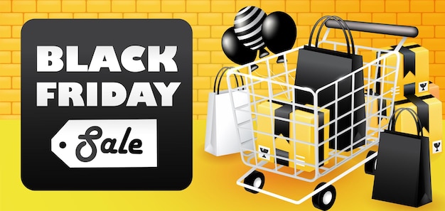 Black Friday Sale winkelwagen en pakket Geschikt voor evenementen
