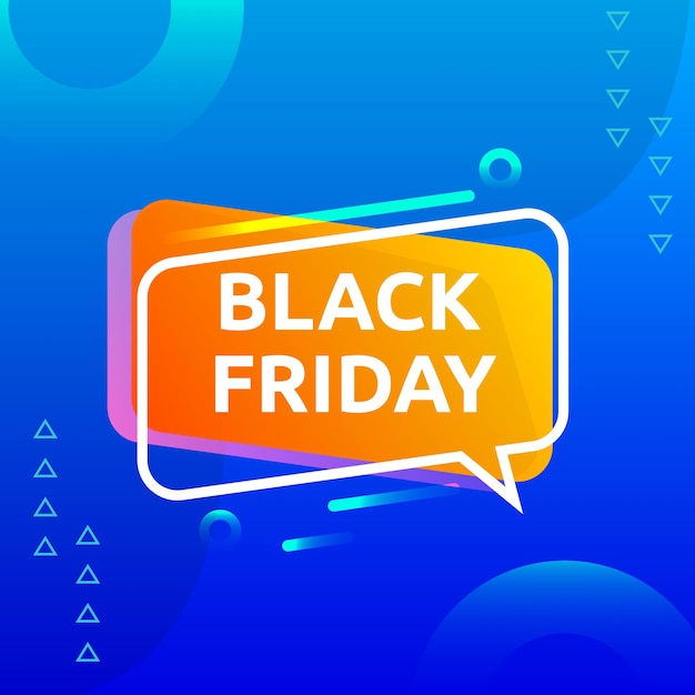 Black friday sale with abstract shape with gradient blue