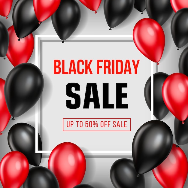 Vendita del black friday con palloncini