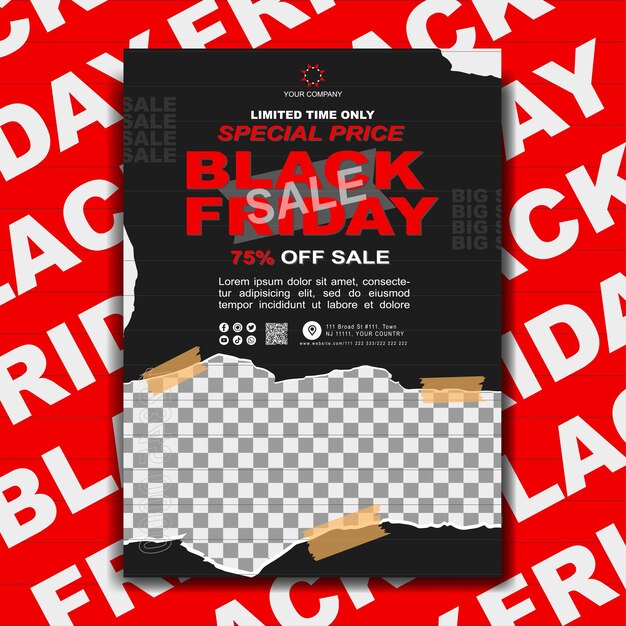 Vector black friday sale with discount poster template design