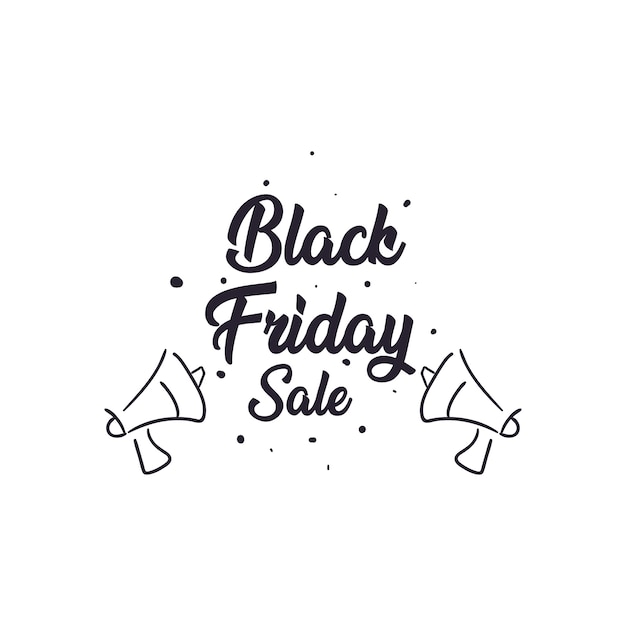 Black friday sale with megaphones flat style icon design, offer save and shopping theme 