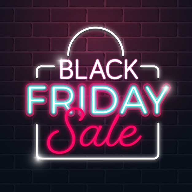 Vettore vendita del black friday con effetto neon