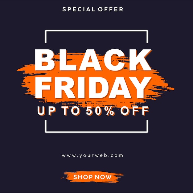 Black friday sale with orange brush strokes