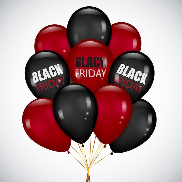 Black Friday sale  with Realistic bunch Black and red balloons