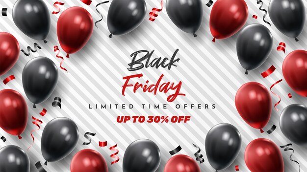 Black Friday Sale   with Shiny Balloons  