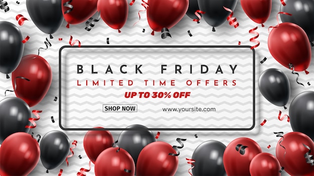 Black Friday Sale   with Shiny Balloons  