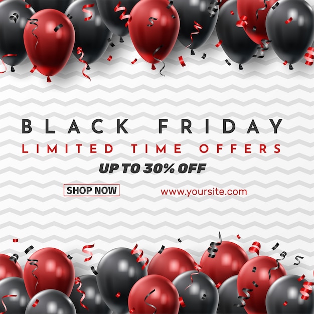 Black friday sale   with shiny balloons