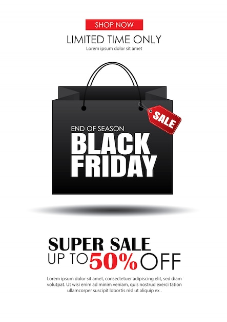 Black friday sale with shopping bag flyer template.