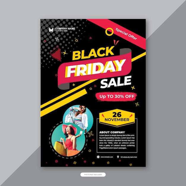 Vettore layout di progettazione del modello di volantino di vendita del black friday