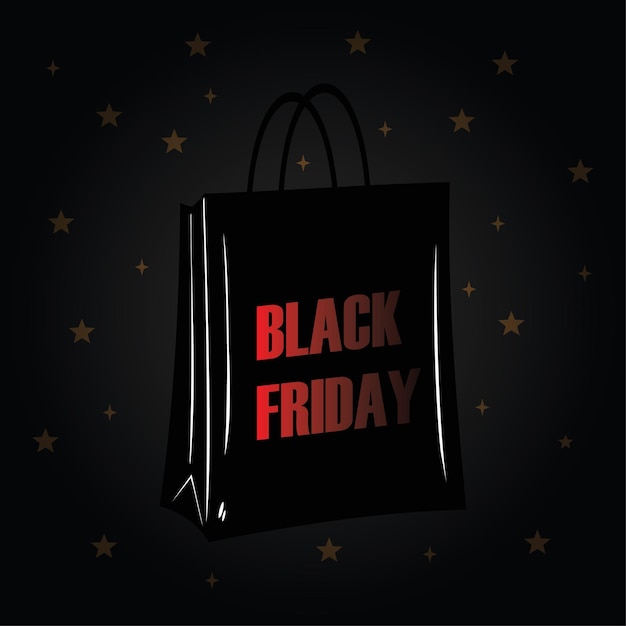 Vector black friday saleshopping bags isolated on black background vector illustration