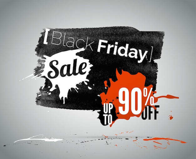 Vector black friday seasonal sale vector illustration with typography. low price advertisement. shopping special offers promotion. up to 90 off percent discount announcement