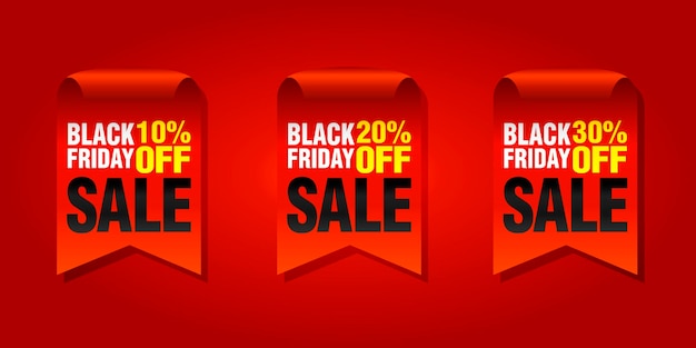 Set di distintivi di vendita del black friday 10 20 30 di sconto