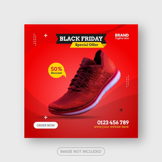 Vettore scarpa del black friday brand instagram banner modelli di post sui social media vettore premium