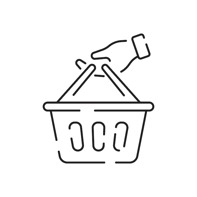 Icona della linea di shopping del black friday icona della linea sottile in basso su sfondo bianco