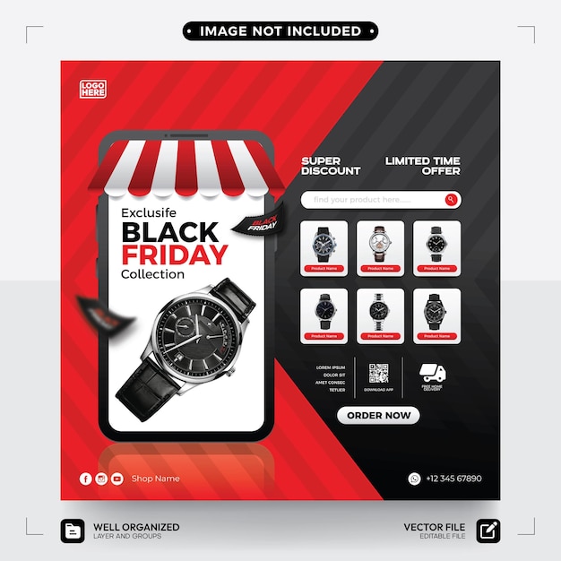 Vector black friday showcase elegant promo template