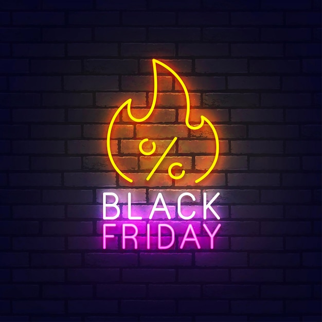 Vettore black friday sign bright signboard light banner black friday logo neon emblem vector illustration