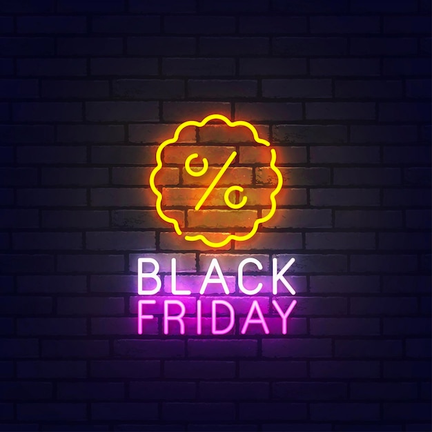 Black friday sign bright signboard light banner black friday logo neon emblem vector illustration