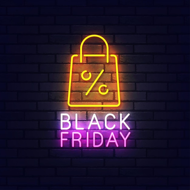 Vettore black friday sign bright signboard light banner black friday logo neon emblem vector illustration