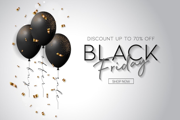 Vector black friday silver background with a  creative black balloons vector
