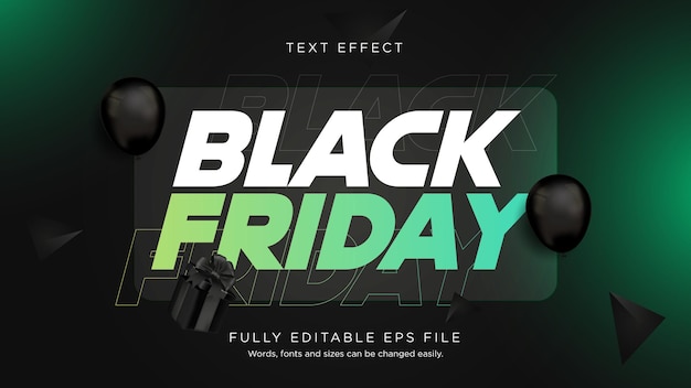 Vector black friday simple black green text effect font type vector