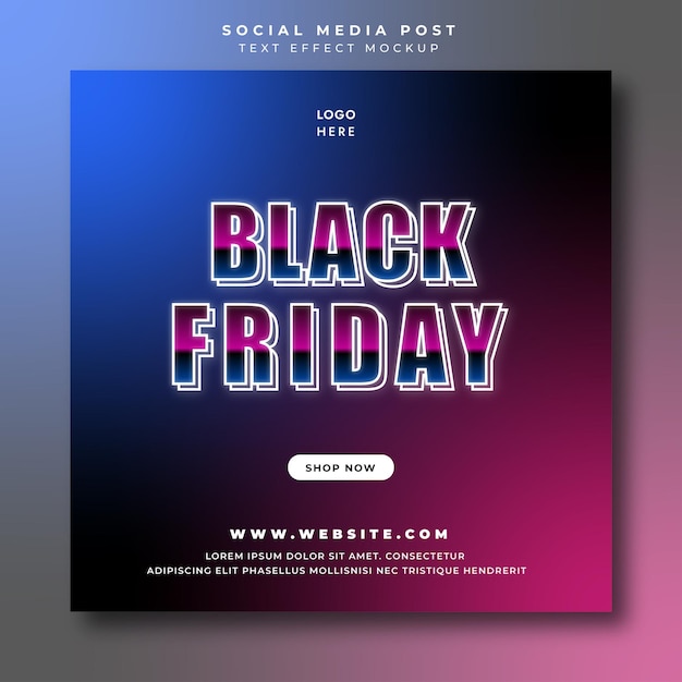 Black friday-sjabloon, post op sociale media, sjabloon voor speciale aanbiedingen, winkelsjabloon, mockup voor teksteffect