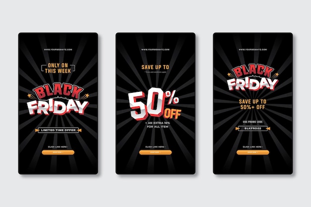 Black friday-sjabloonontwerp voor instagramverhalen en tiktok-berichten